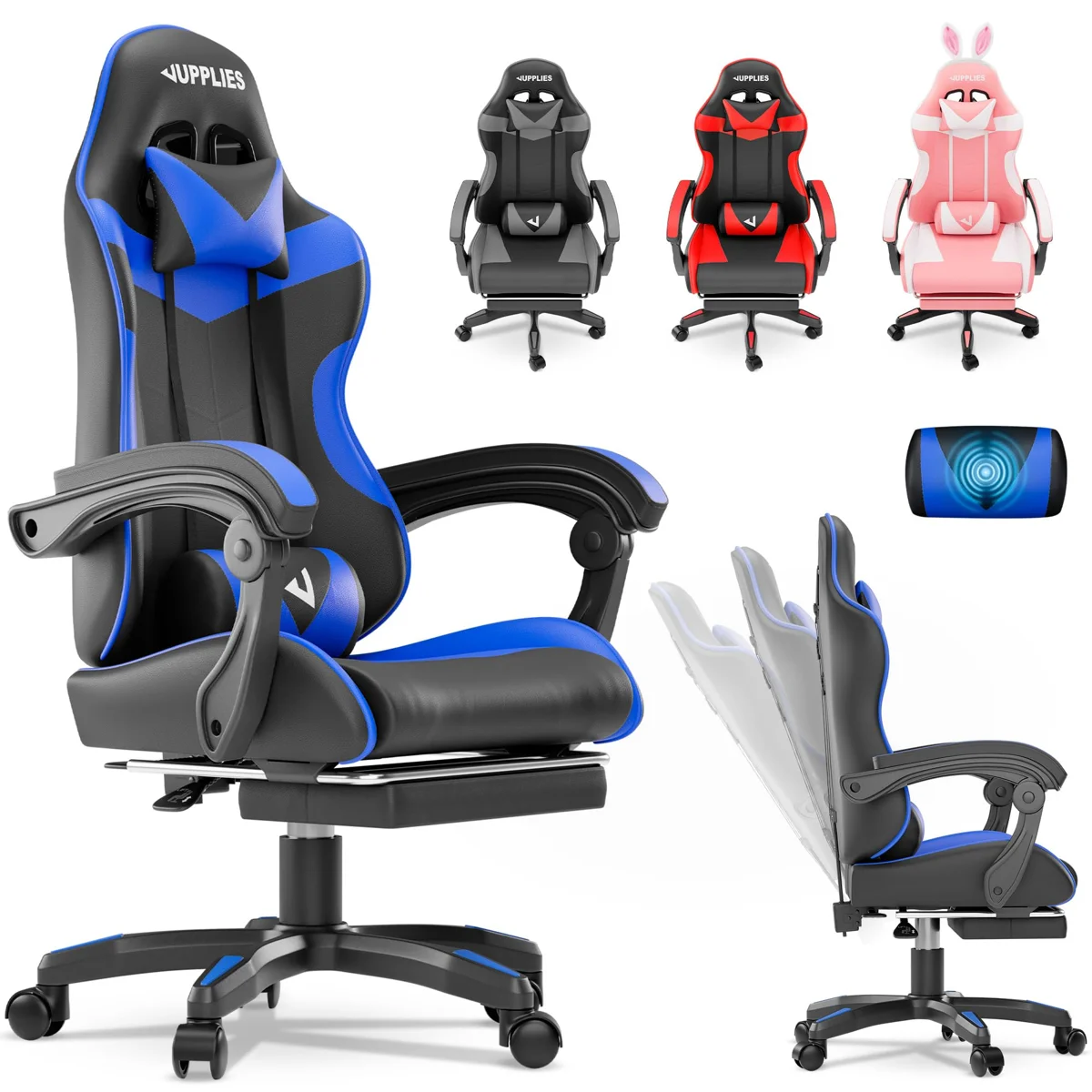 Silla Gaming JUPPLIES Profesional con Masajeador Lumbar